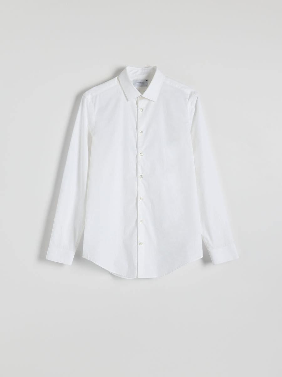 Πουκάμισο slim fit από αιγυπτιακό βαμβάκι - ΛΕΥΚΟ - RESERVED