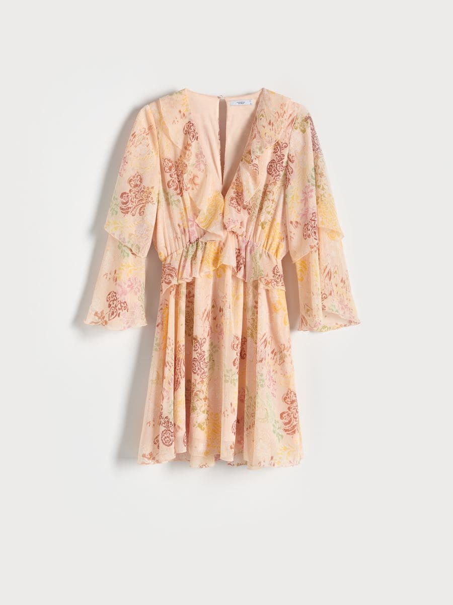 Dress with ruffle details - beige - RESERVED - 4