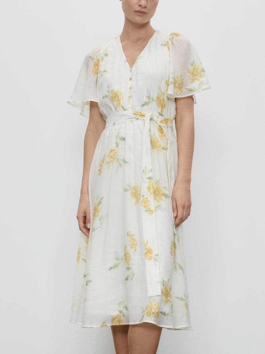 Robe midi en lyocell à motifs - Multicolore - RESERVED - 3