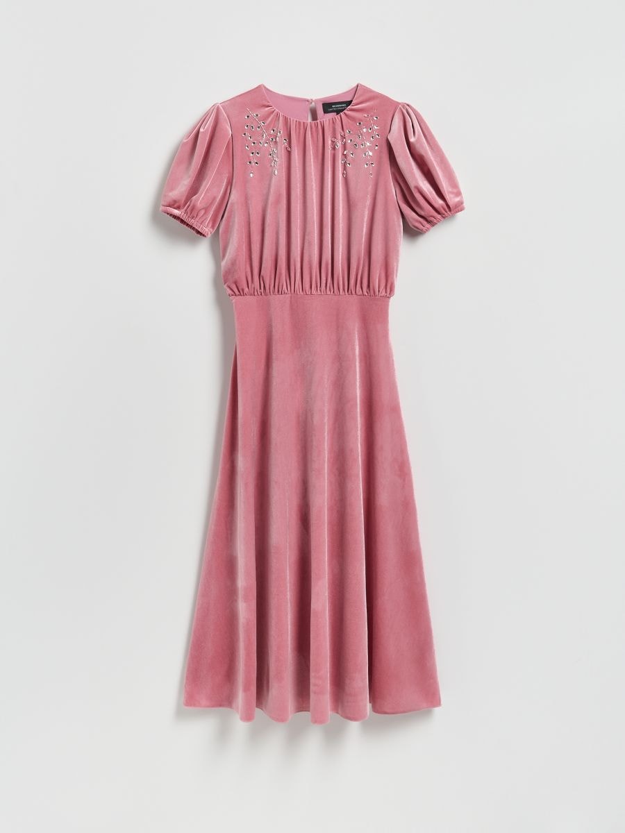 Midikleid aus Samt - staubrosa - RESERVED