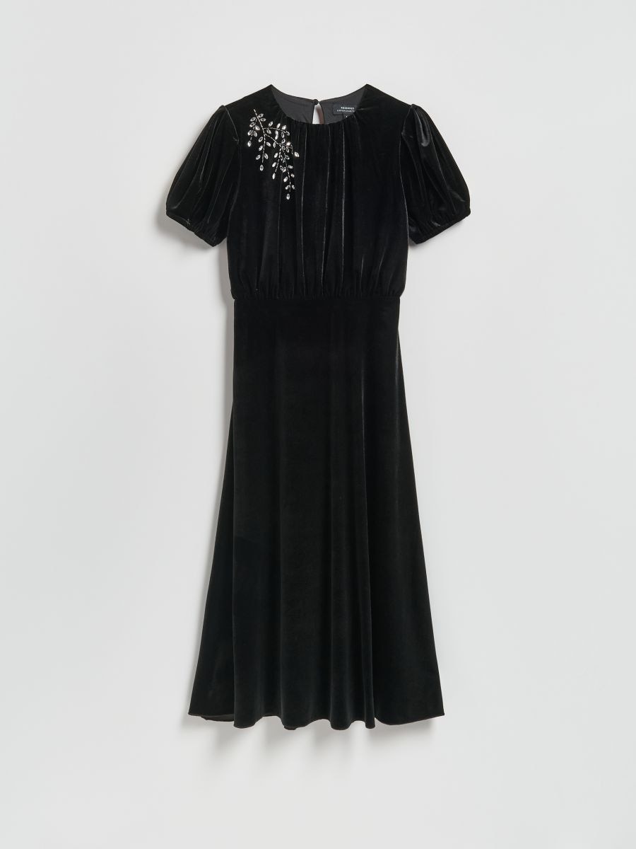 Velour midi dress - black - RESERVED