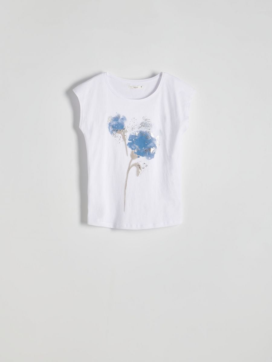 Kimonotyylinen t-paita painatuksella - VALKOINEN - RESERVED
