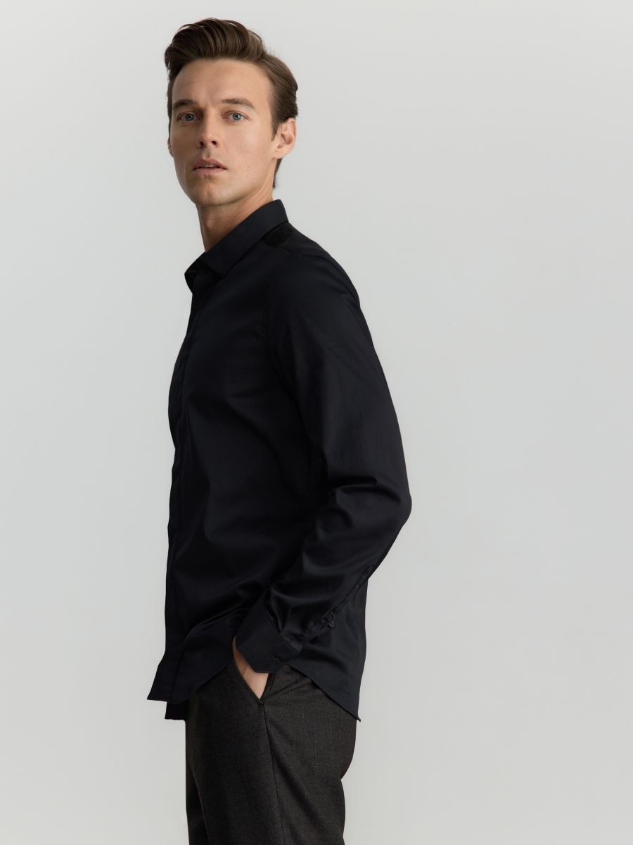 Hladká košile super slim fit - černý - RESERVED