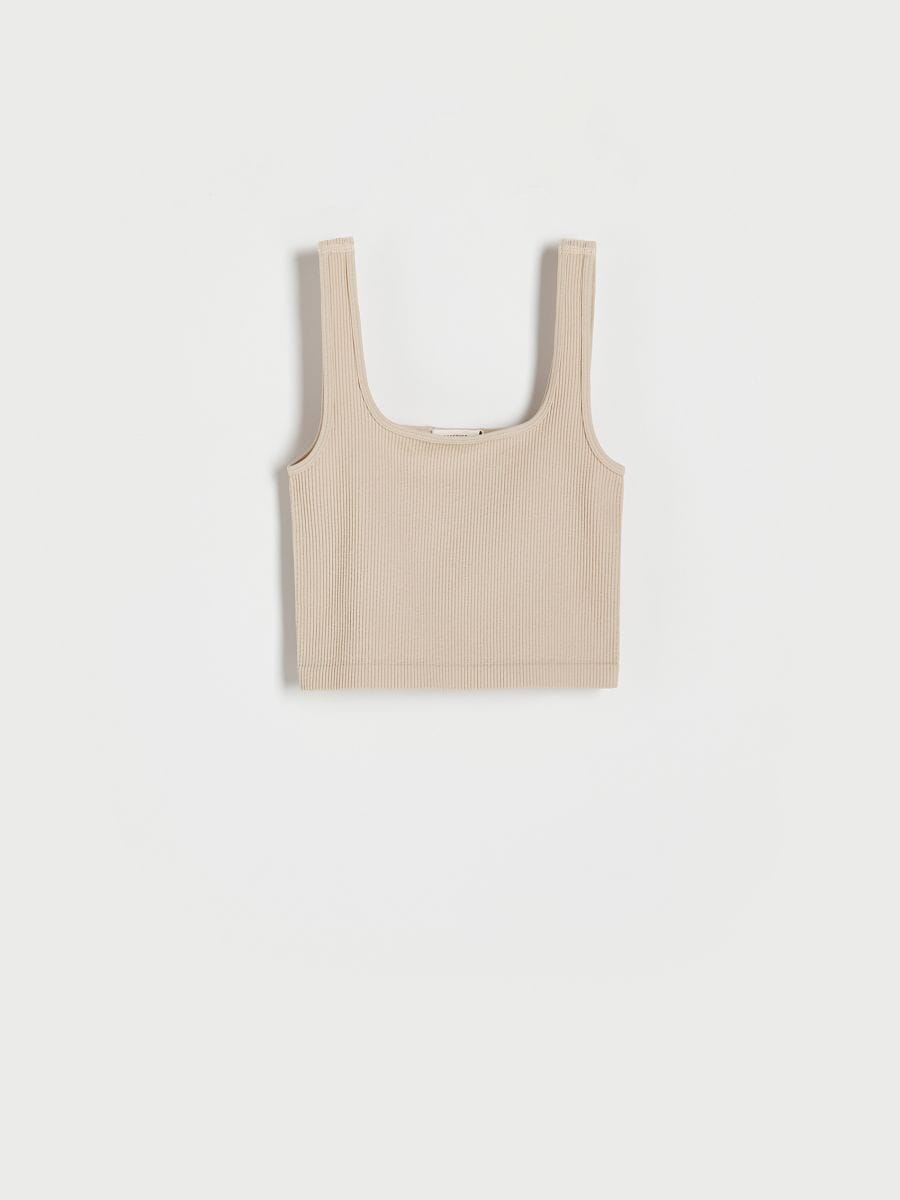 Rebrasti crop top - bež - RESERVED - 3