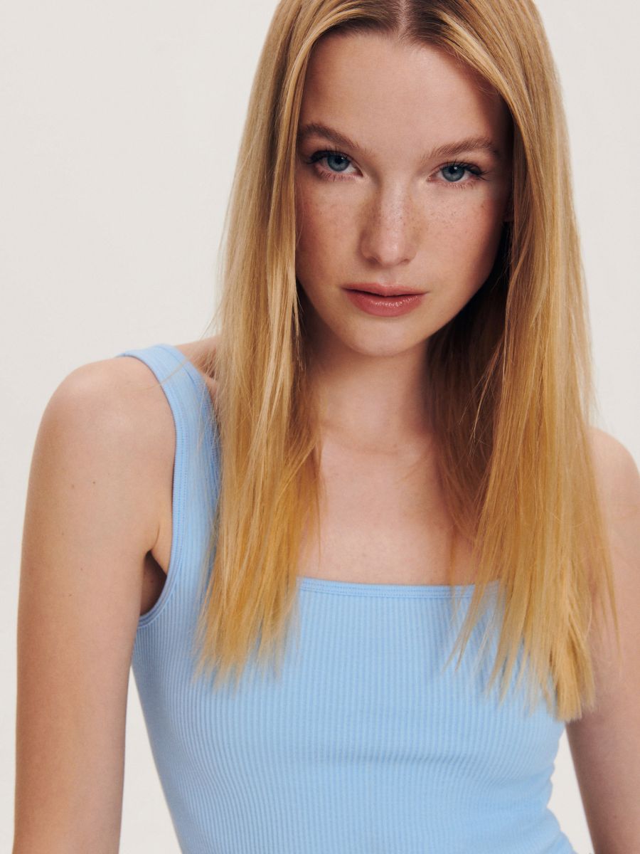Rebrasti crop top - svetlo plava - RESERVED - 2