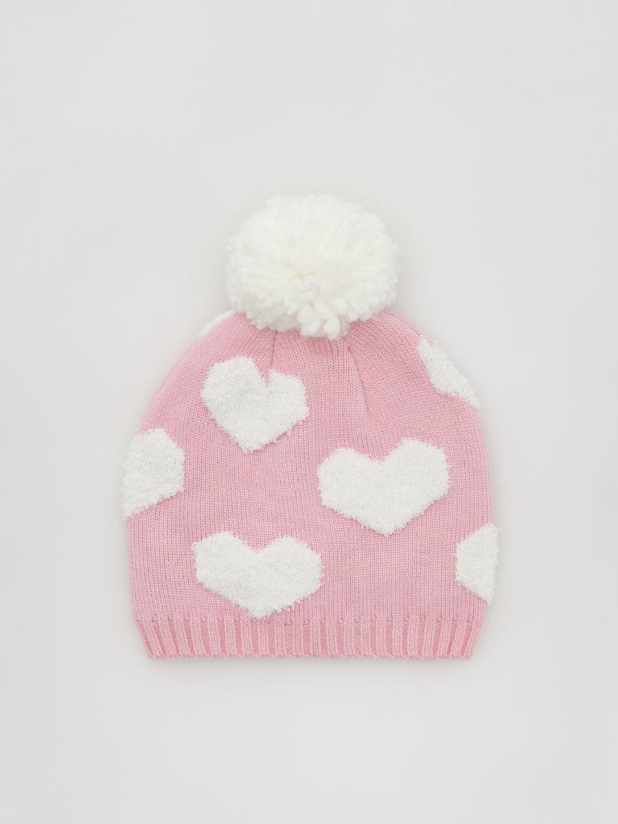 Winter beanie with pompom detail - pastellrosa - RESERVED