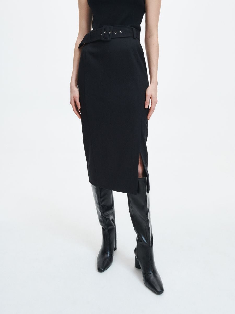 Midi skirt with belt - black - RESERVED - 3