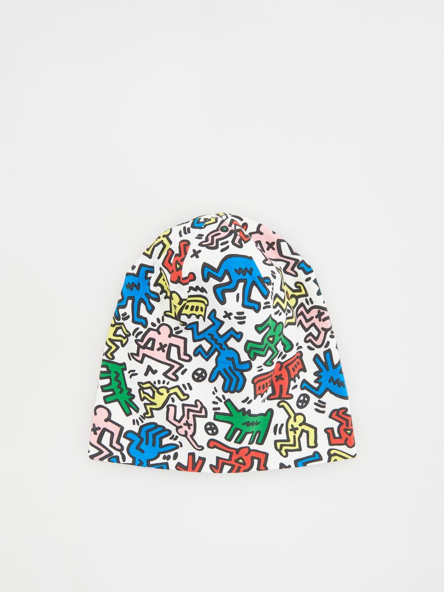 Căciulă beanie Keith Haring - alb - RESERVED