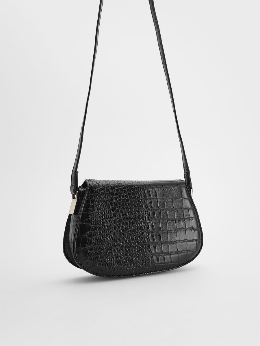 Handtasche aus Krokodilleder Imitat - schwarz - RESERVED - 2