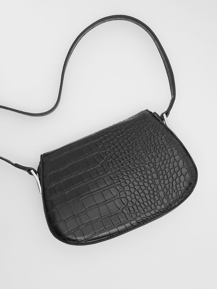 Handtasche aus Krokodilleder Imitat - schwarz - RESERVED - 3