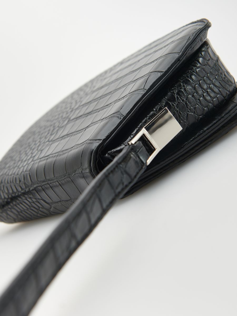 Handtasche aus Krokodilleder Imitat - schwarz - RESERVED - 6