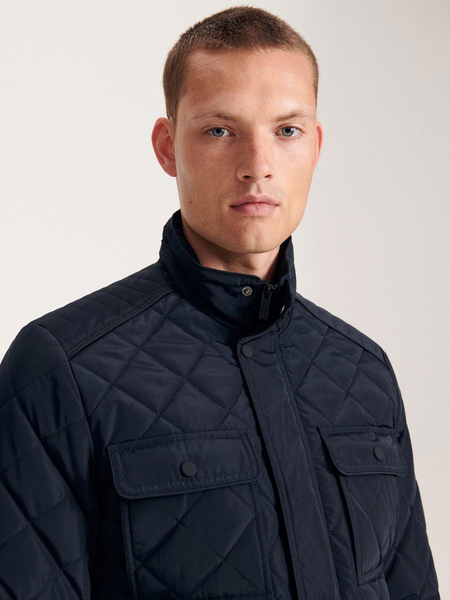 Quilted jacket - navy - RESERVED