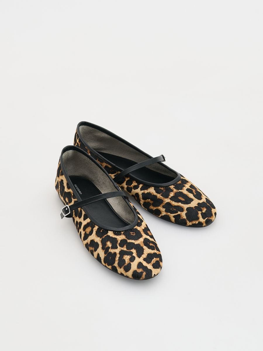 Lederballerinas mit Animalprint - beige - RESERVED - 2
