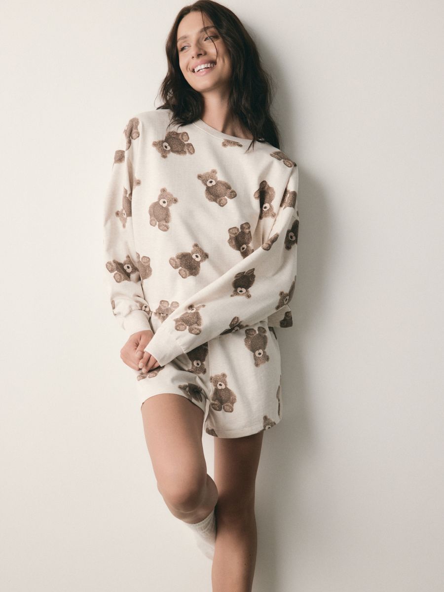 Two piece printed pyjama set - beige - RESERVED