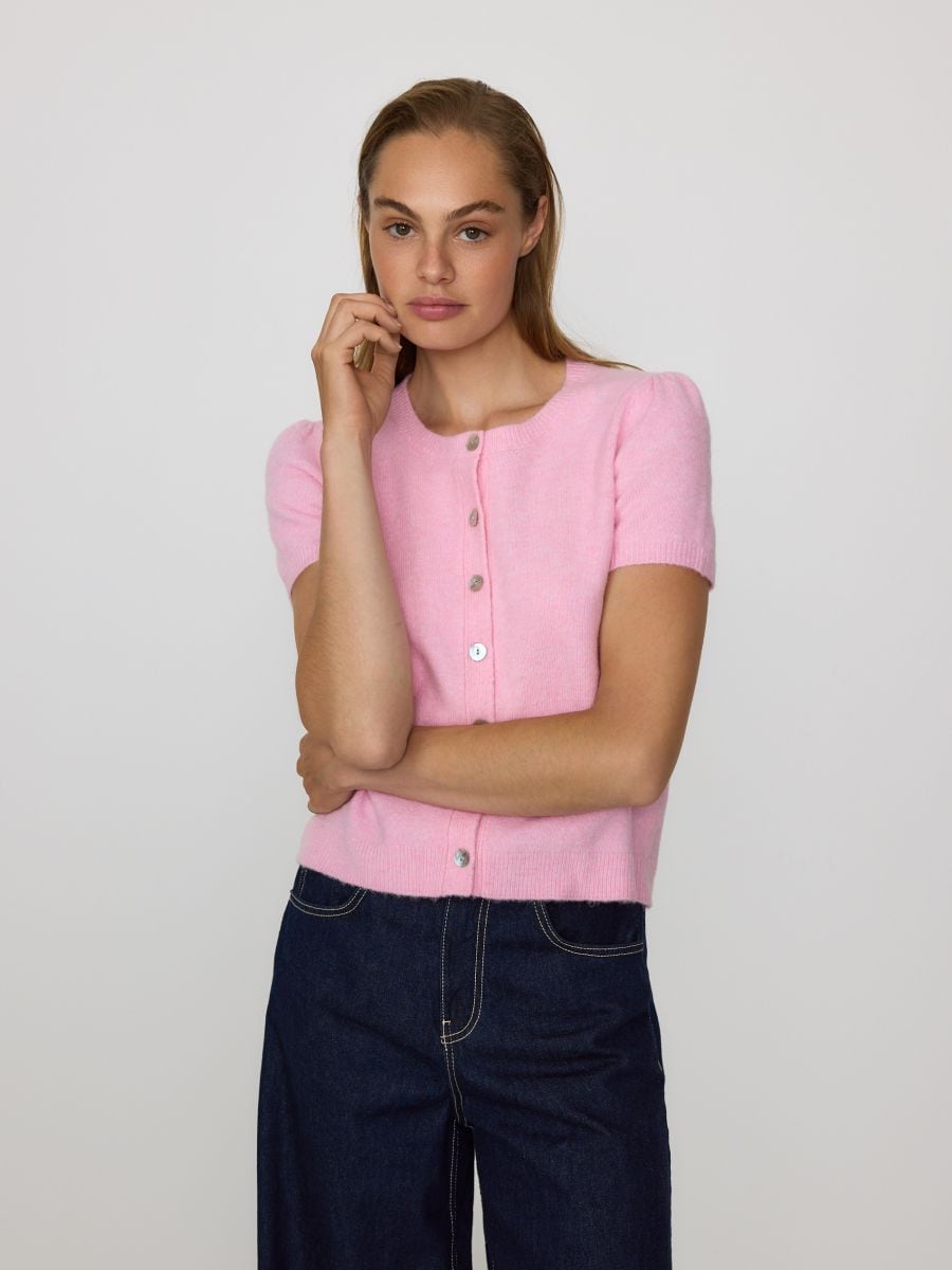Short sleeve cardigan - pink - RESERVED