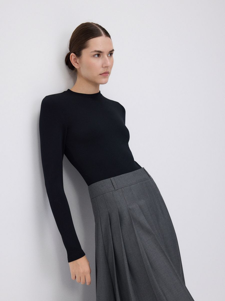Slim fit bodysuit with modal blend - black - RESERVED - 5