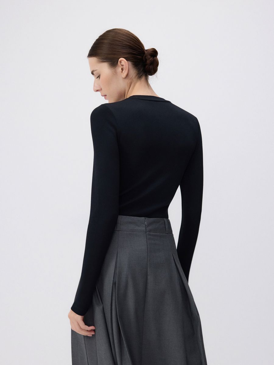 Slim fit bodysuit with modal blend - black - RESERVED - 6