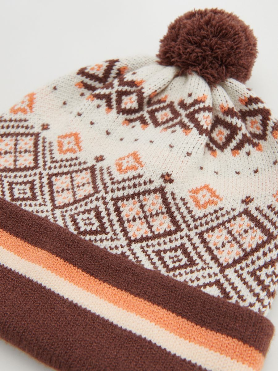 Beanie with pom pom - maroon - RESERVED - 2
