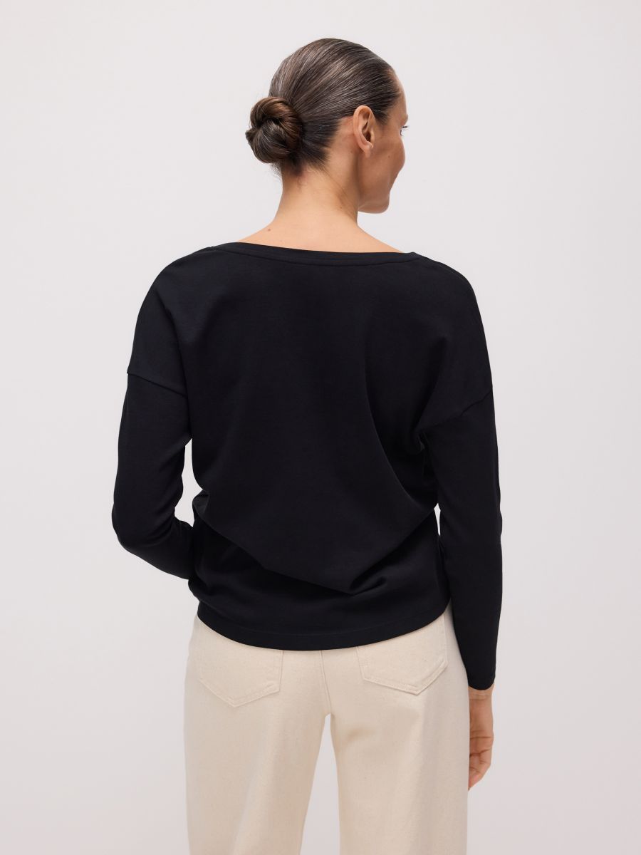 Maglia a maniche lunghe con scollo a V - nero - RESERVED - 4