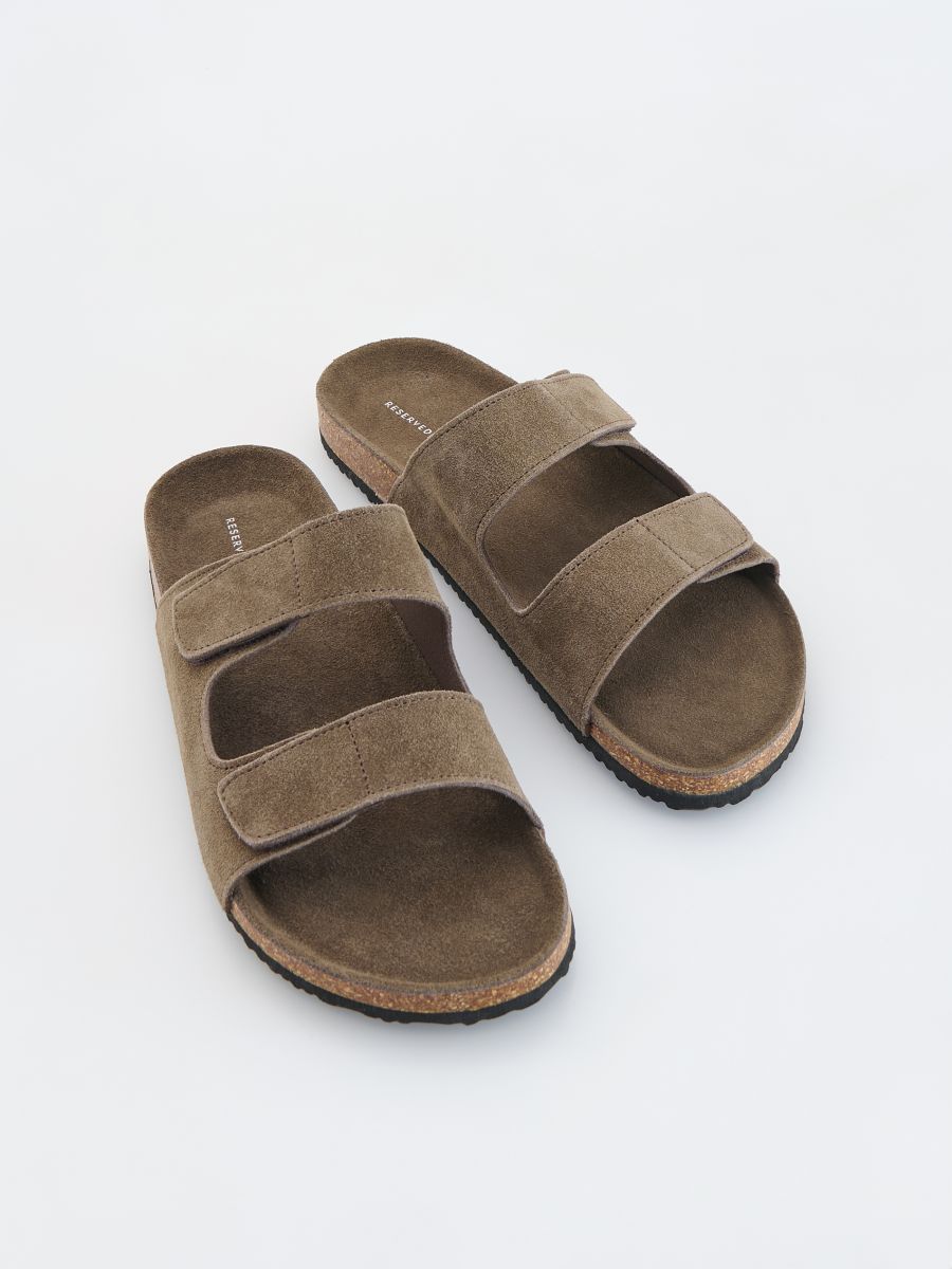 Suede slides - dark brown - RESERVED - 2