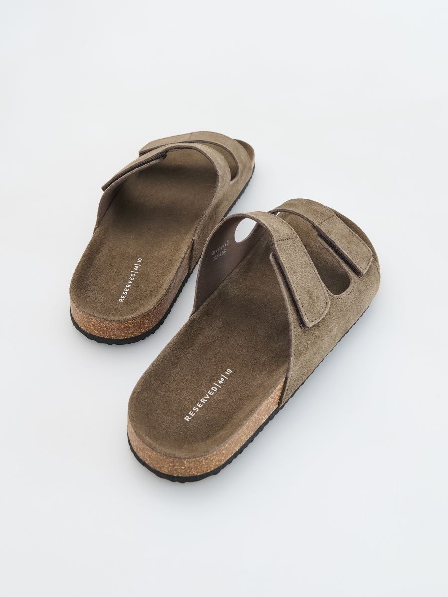 Suede slides - dark brown - RESERVED - 3