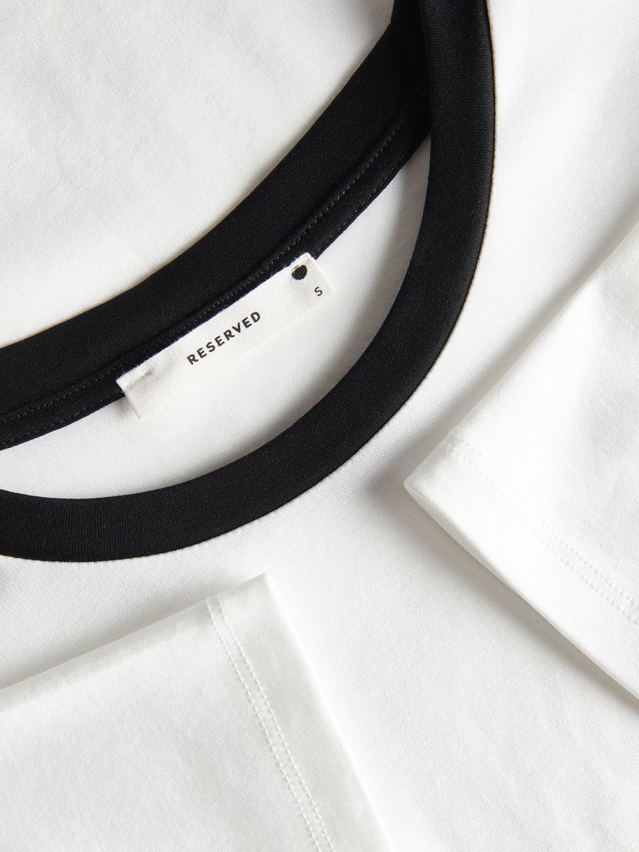 Regular fit T-shirt with contrasting trimming - white - RESERVED - 6