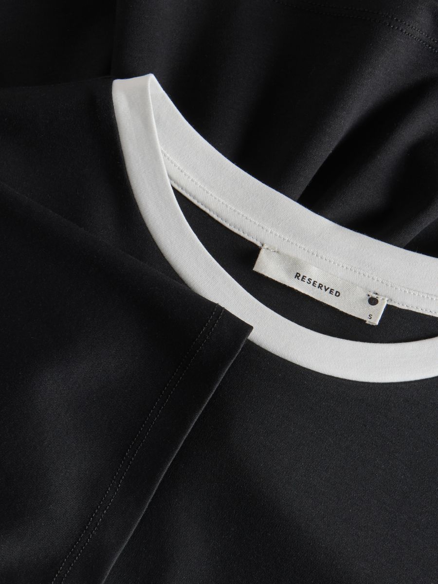 Regular fit T-shirt with contrasting trimming - black - RESERVED - 6