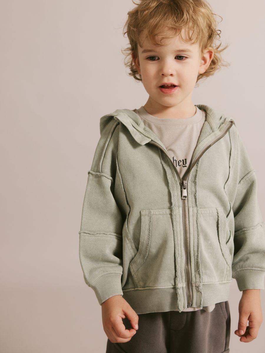 Sweat oversize en coton majoritaire - vert olive clair - RESERVED