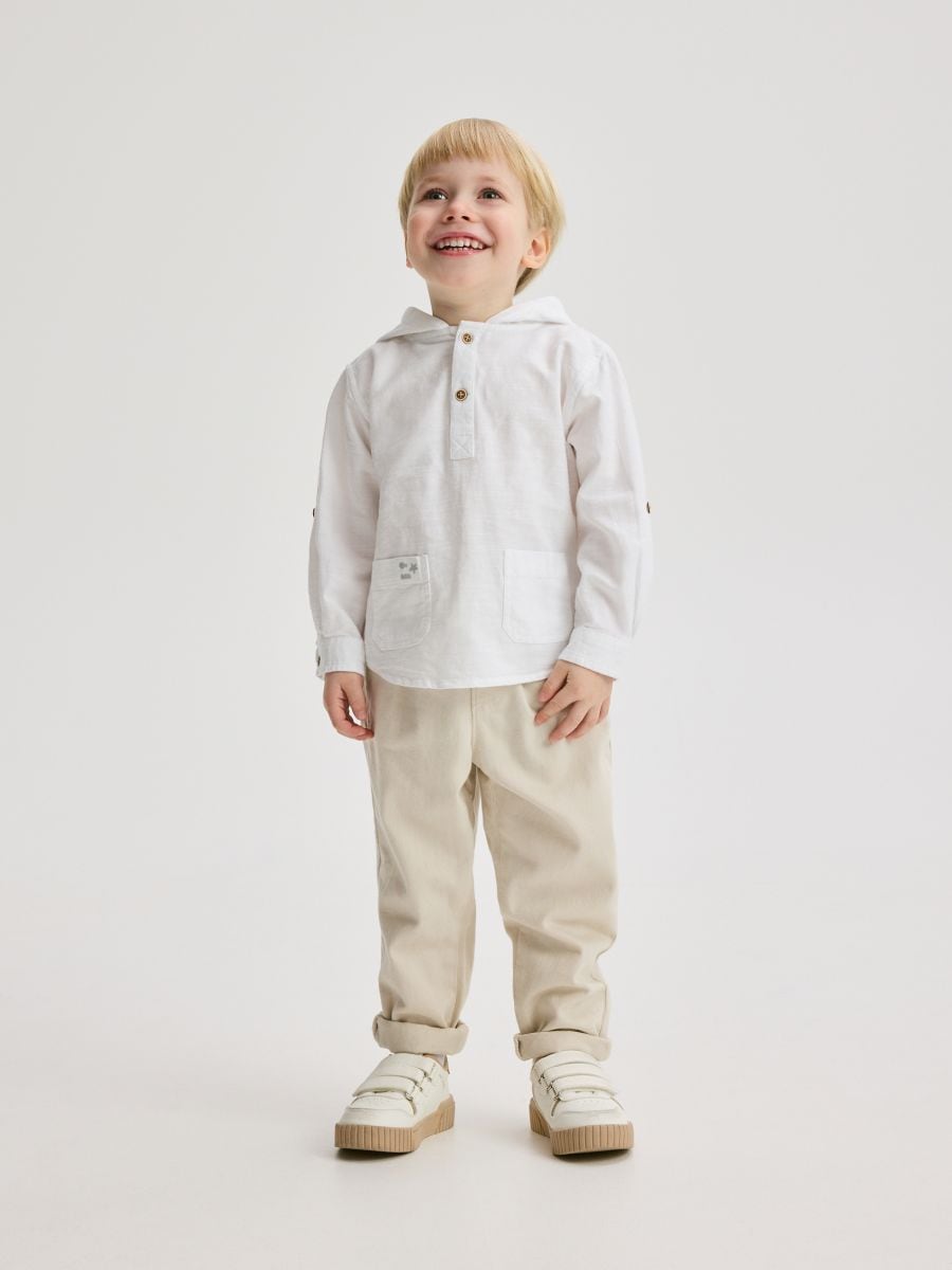Camicia in cotone con cappuccio - bianco - RESERVED - 8