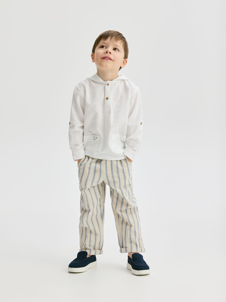 Camicia in cotone con cappuccio - bianco - RESERVED - 6
