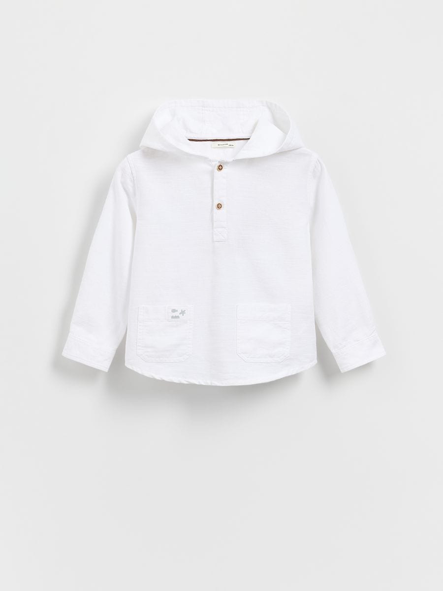 Camicia in cotone con cappuccio - bianco - RESERVED - 2