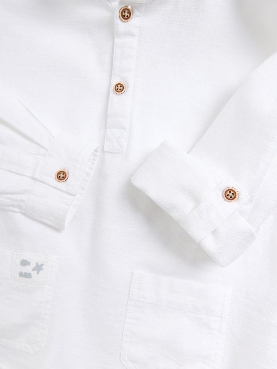 Camicia in cotone con cappuccio - bianco - RESERVED - 4