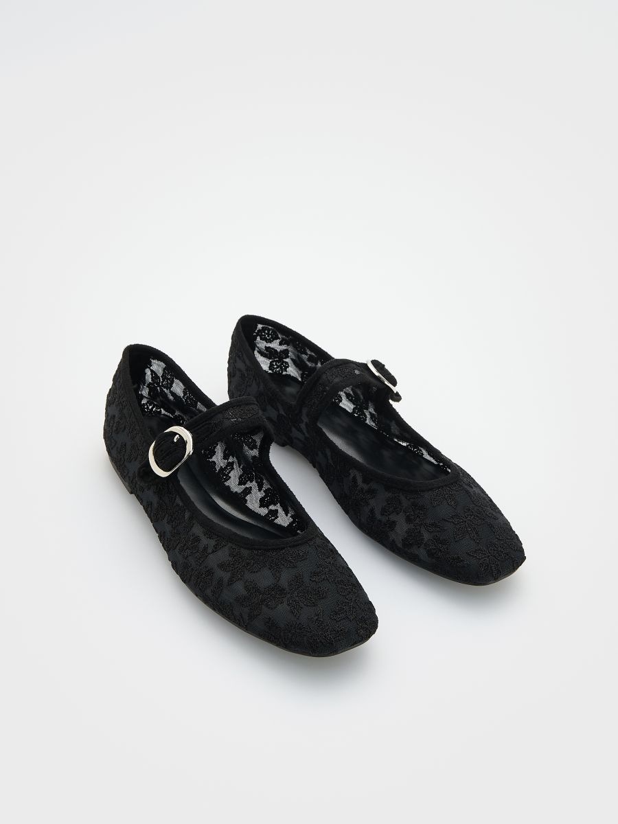 Mesh ballet flats with strap - black - RESERVED - 2