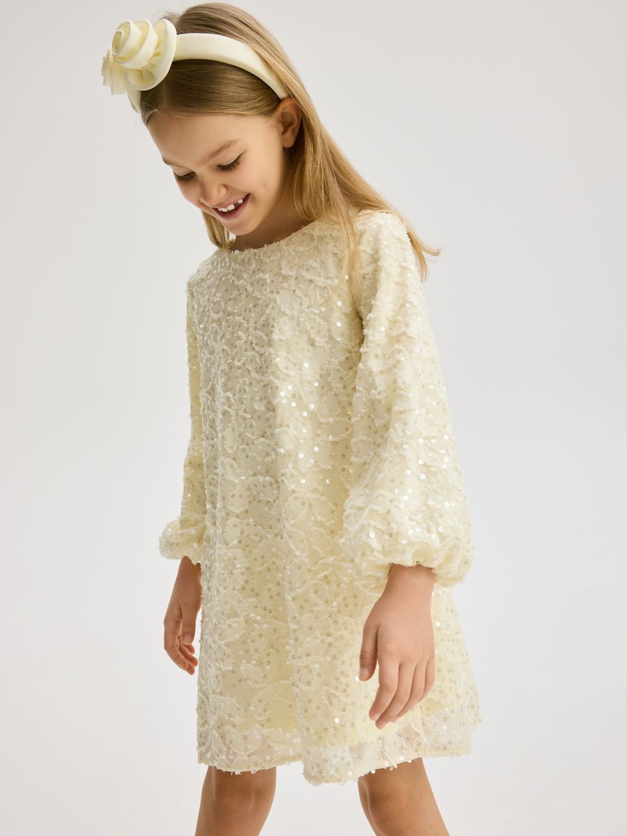 Sequin dress - light yellow - RESERVED