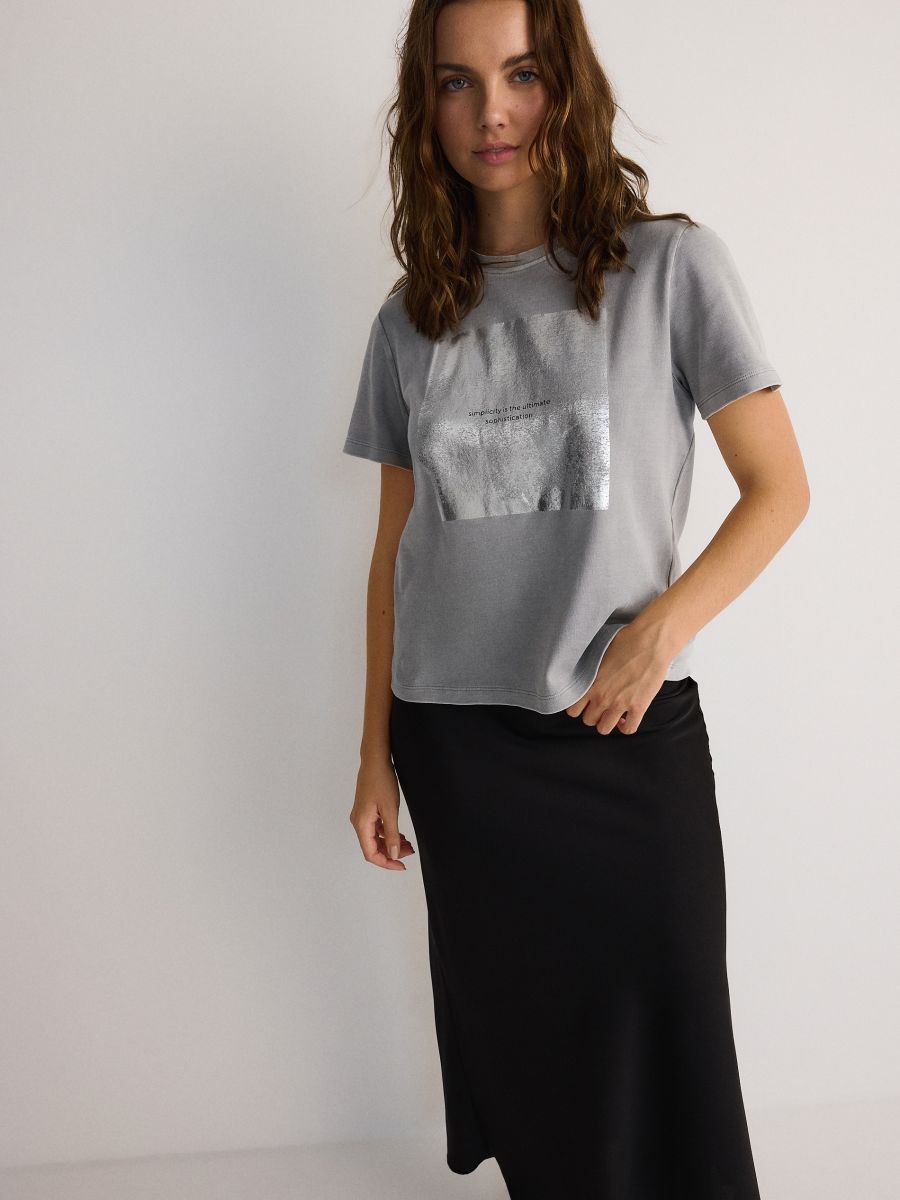 T-shirt met print - light grey - RESERVED