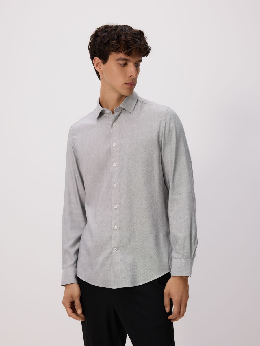 Regular fit plain shirt - navy - RESERVED