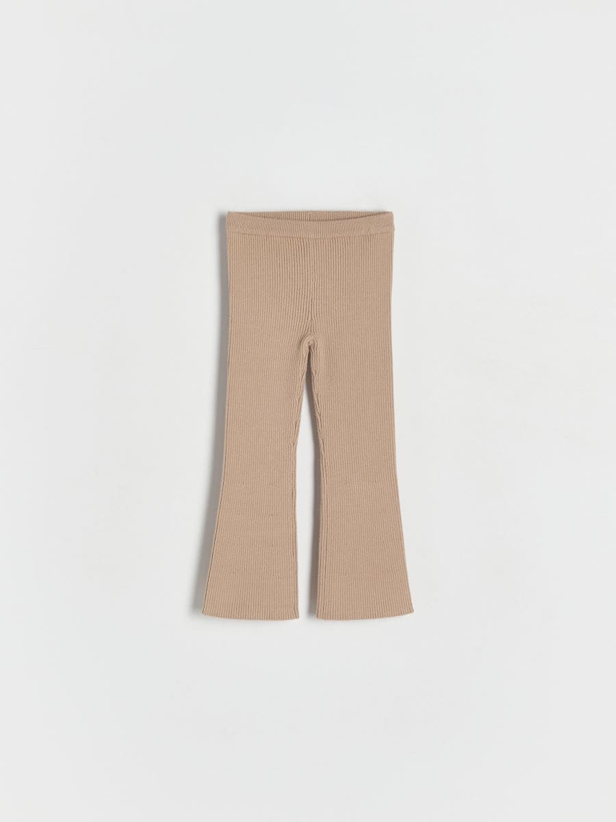 Jersey flare trousers - beige - RESERVED