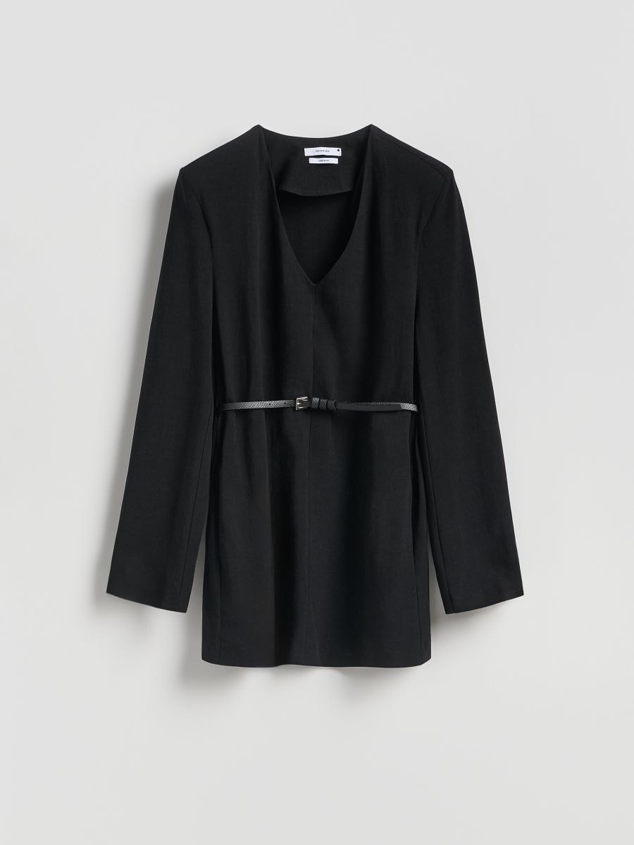 Viscose rich dress with linen blend - black - RESERVED