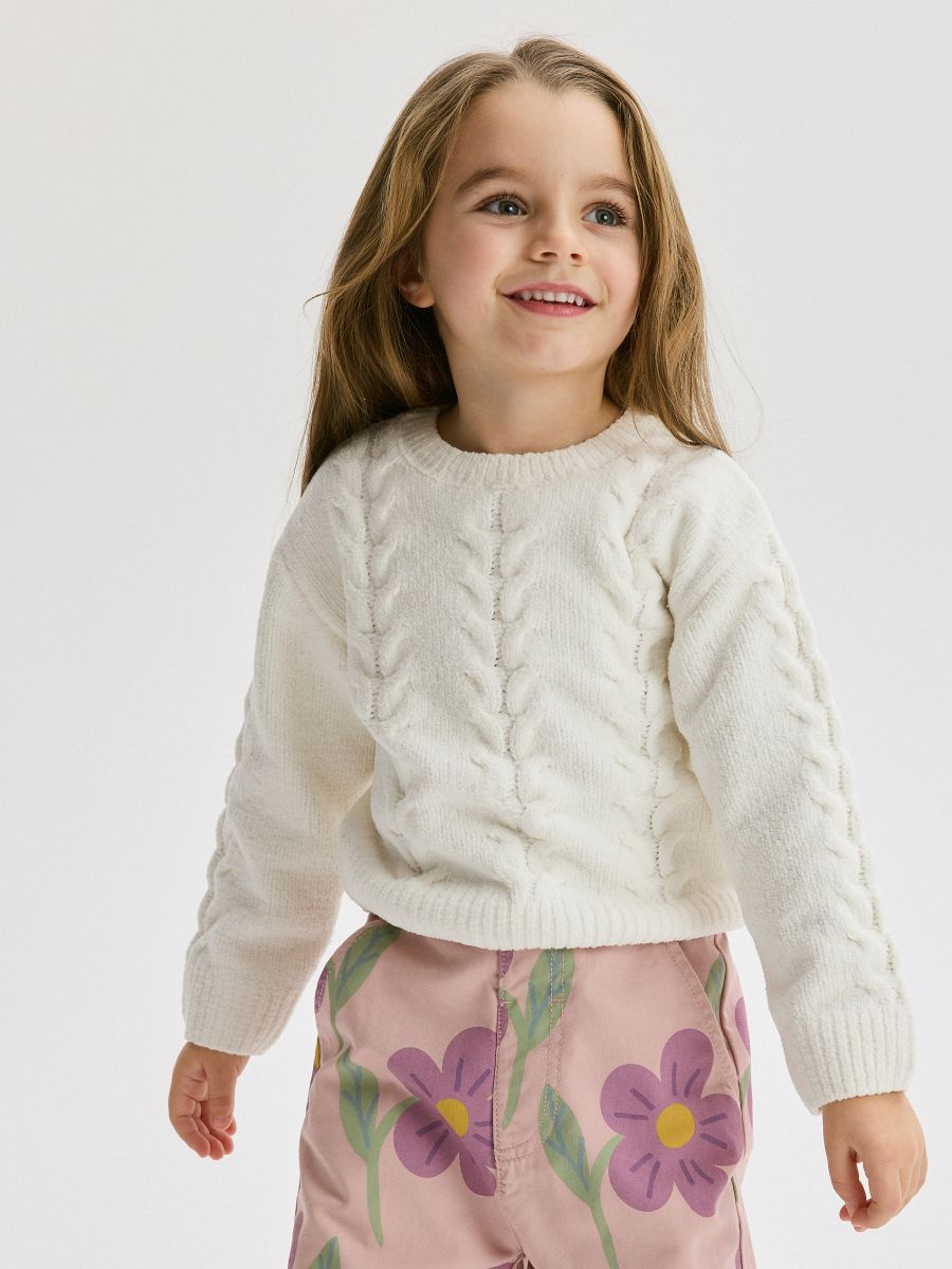 Pullover mit dekorativem Strickmuster - creme - RESERVED - 4