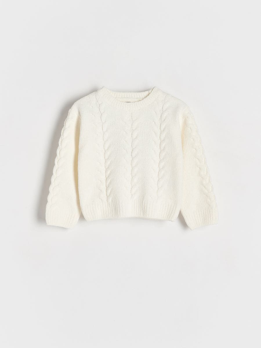 Decorative knit jumper - cream - RESERVED