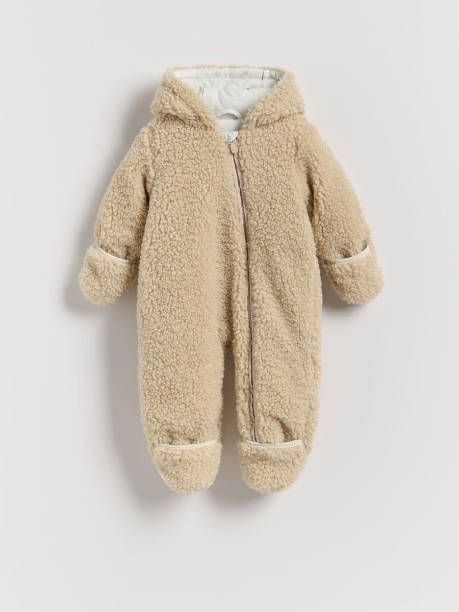 Jersey bodysuit with hood - beige - RESERVED