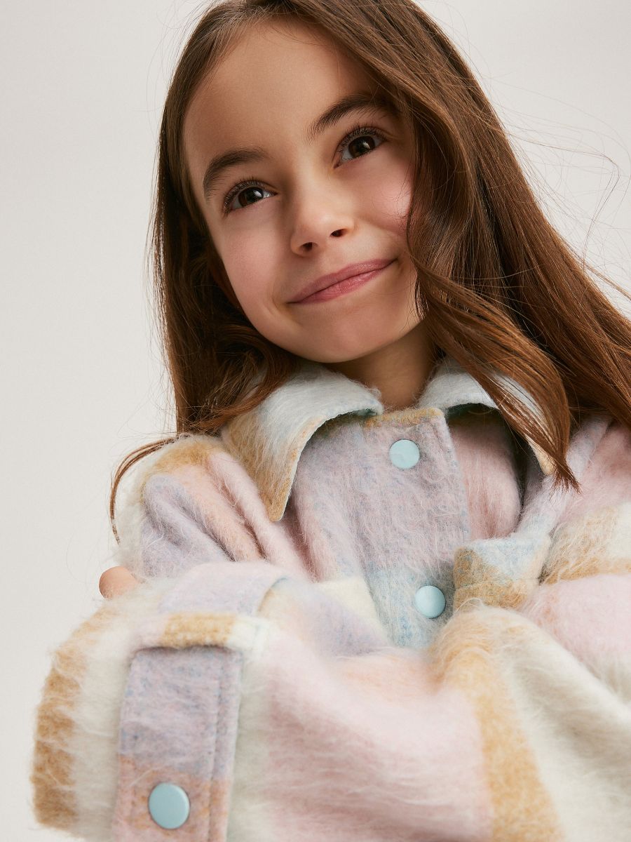 Cropped shacket with wool blend - multicolor - RESERVED - 5