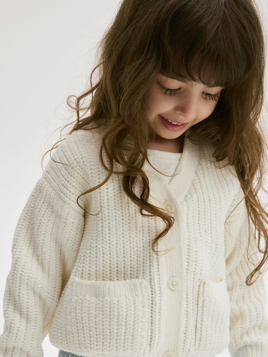 Cardigan with pockets - cream - RESERVED - 2