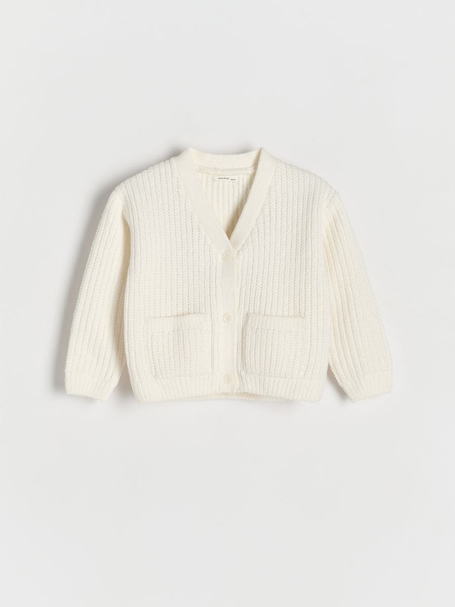 Cardigan with pockets - cream - RESERVED - 3