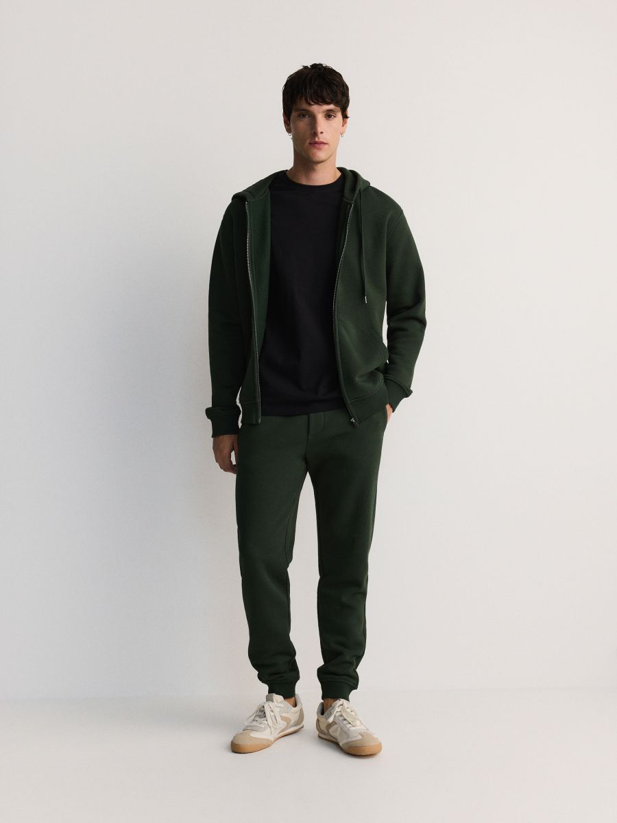 Regular fit tracksuit bottoms - dark green - RESERVED