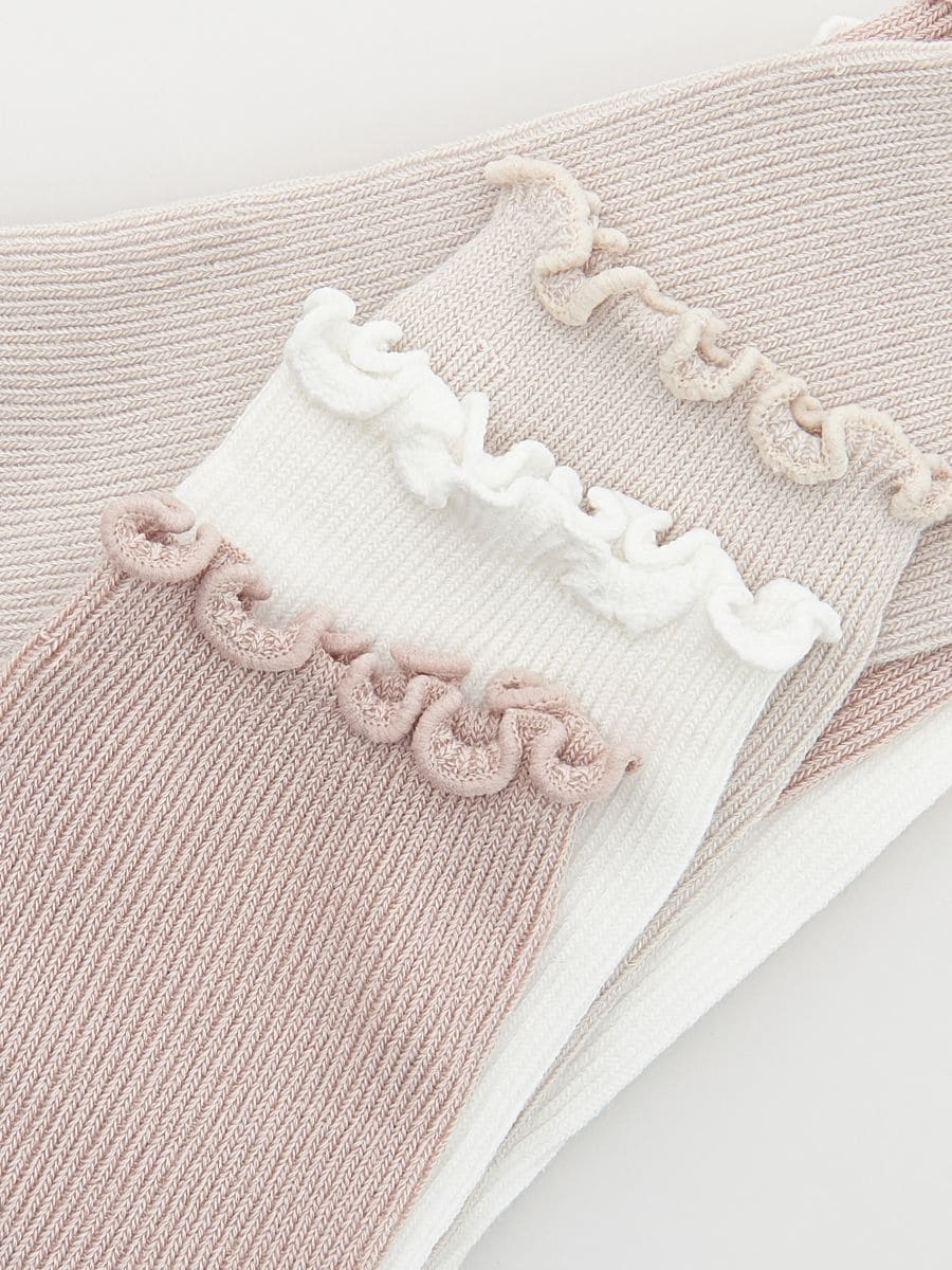 Socks with ruffle detail 3 pack - cream - RESERVED - 2