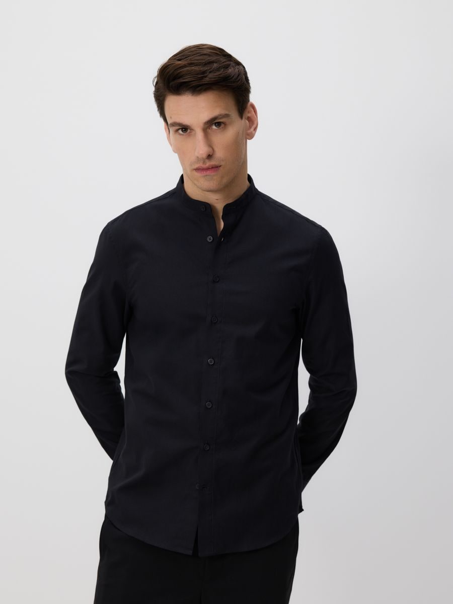 Bawełniana koszula slim fit - czarny - RESERVED