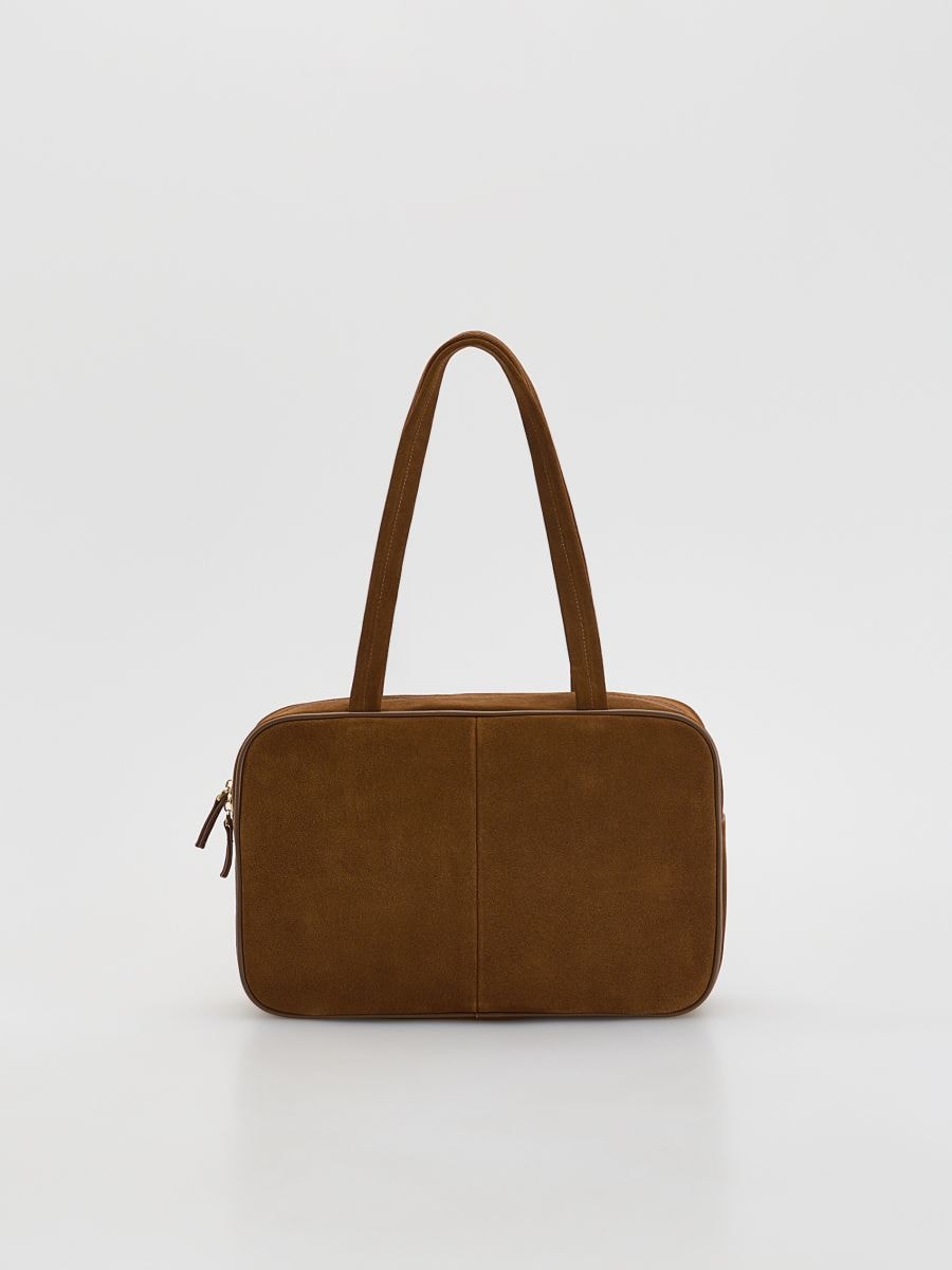 Leather shoulder bag - golden brown - RESERVED
