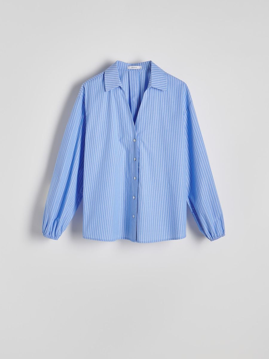 Stripe cotton shirt - light blue - RESERVED