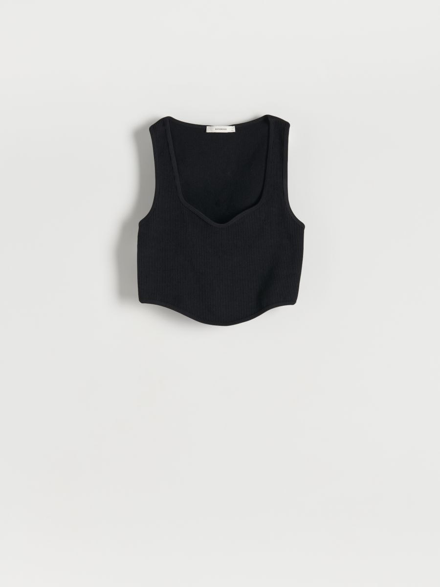 Crop top z asimetričnim robom - črna - RESERVED - 4